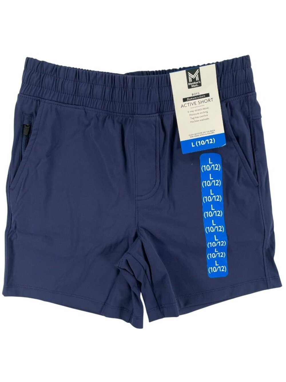 Members Mark Boys Active Shorts Navy Moisture-Wicking Stretch Boys Sz L (10/12) - Picture 1 of 5